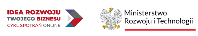 logo cyklu idearozwojubiznesu oraz logo Ministerstwa Rozwoju i Technologii