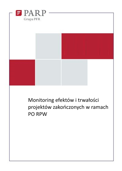 Monitoring efektów i trwałości projektów zakończonych w ramach PO RPW